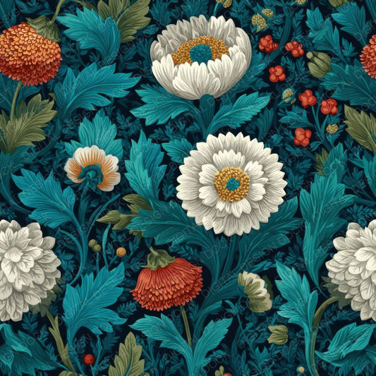 Morris Botanical Pattern Background Digital Paper Pack (DDD000132)