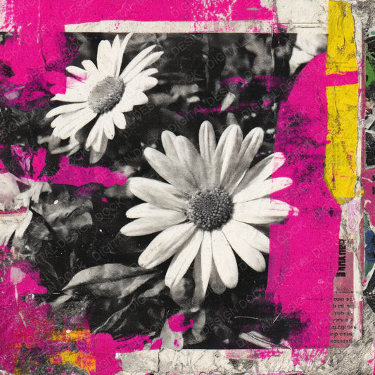 Punk Pink Floral Collage Digital Paper Pack (DDD000135)