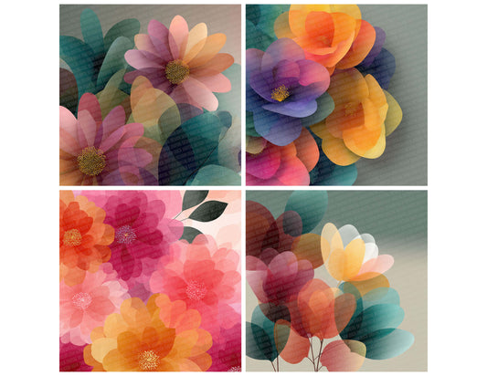 Preview layout showing Rothko Abstract Floral papers arranged as background pages for junk journals and mixed media crafts