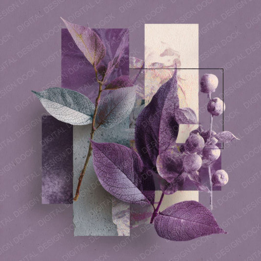 Violet Fashion Botanical Collage Digital Paper Pack (DDD000139)