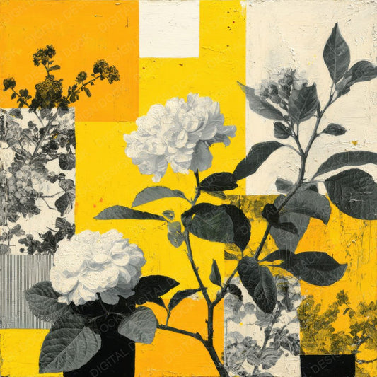 Yellow Street Floral Collage Digital Paper Pack (DDD000140)