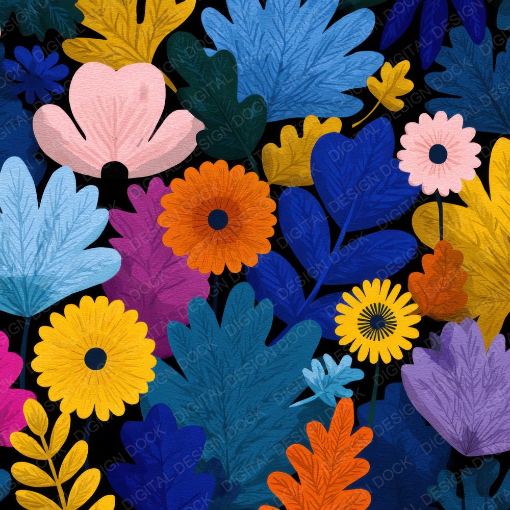 Cutout Floral Silhouette Background Digital Paper Pack (DDD000144)