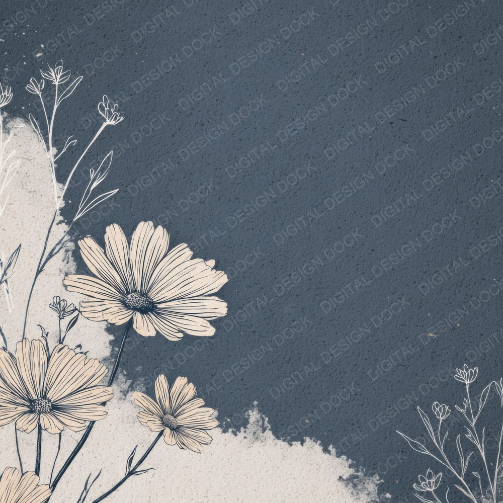 Daisy Line Frame Background Digital Paper Pack (DDD000145)