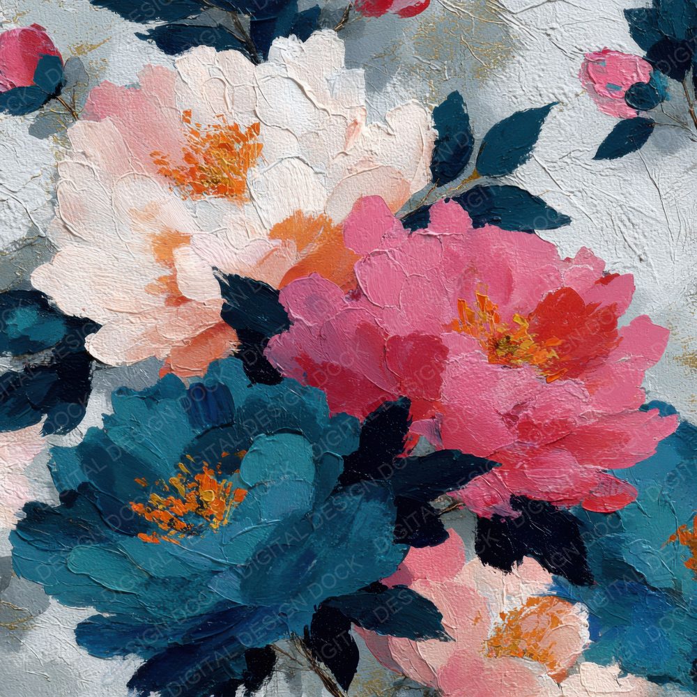 Layered Peony Floral Background Digital Paper Pack (DDD000151)