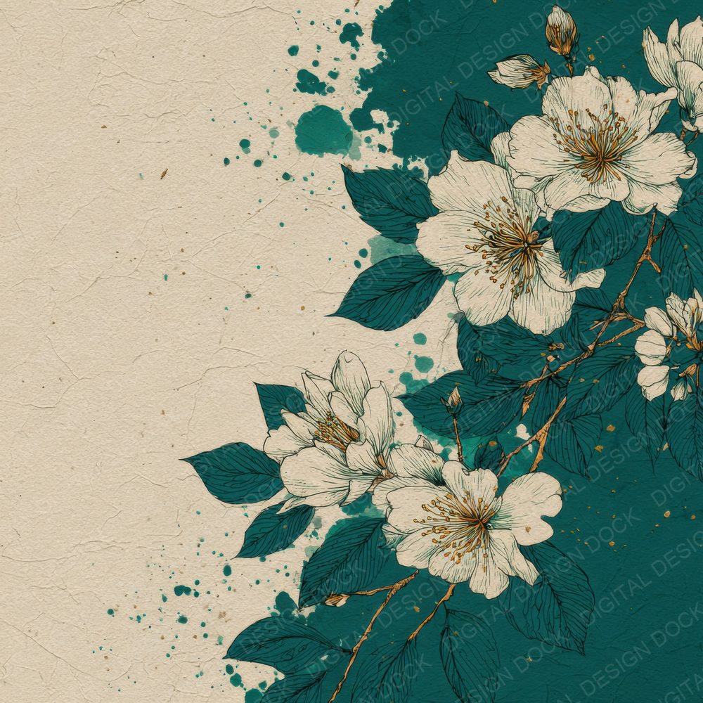 Forest Camellia Ink Background Digital Paper Pack (DDD000169)