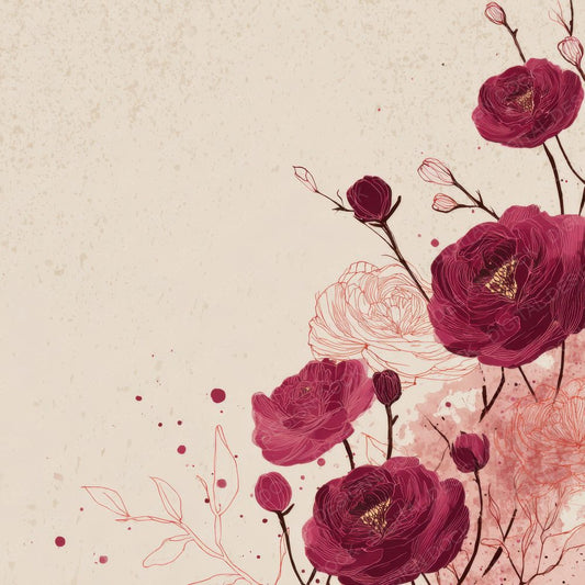 Wine Ranunculus Ink Background Digital Paper Pack (DDD000180)
