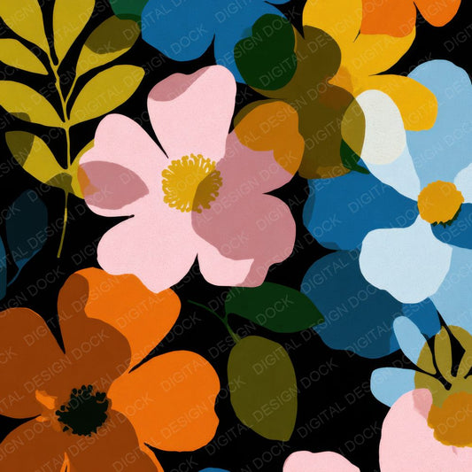 Graphic Petal Shape Background Digital Paper Pack (DDD000187)