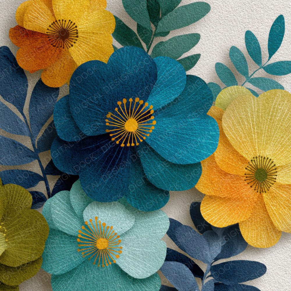Sculptural Floral Forms Background Digital Paper Pack (DDD000195)