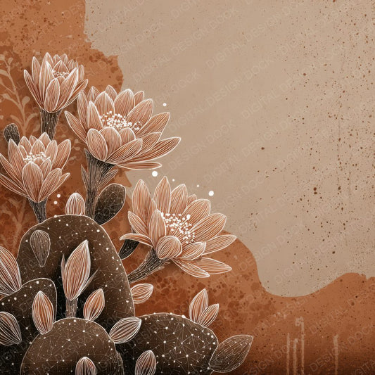 Adobe Cactus Flower Ink Background Digital Paper Pack (DDD000201)