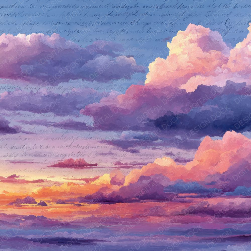 Evening Script Cloud Background Digital Paper Pack (DDD000208)