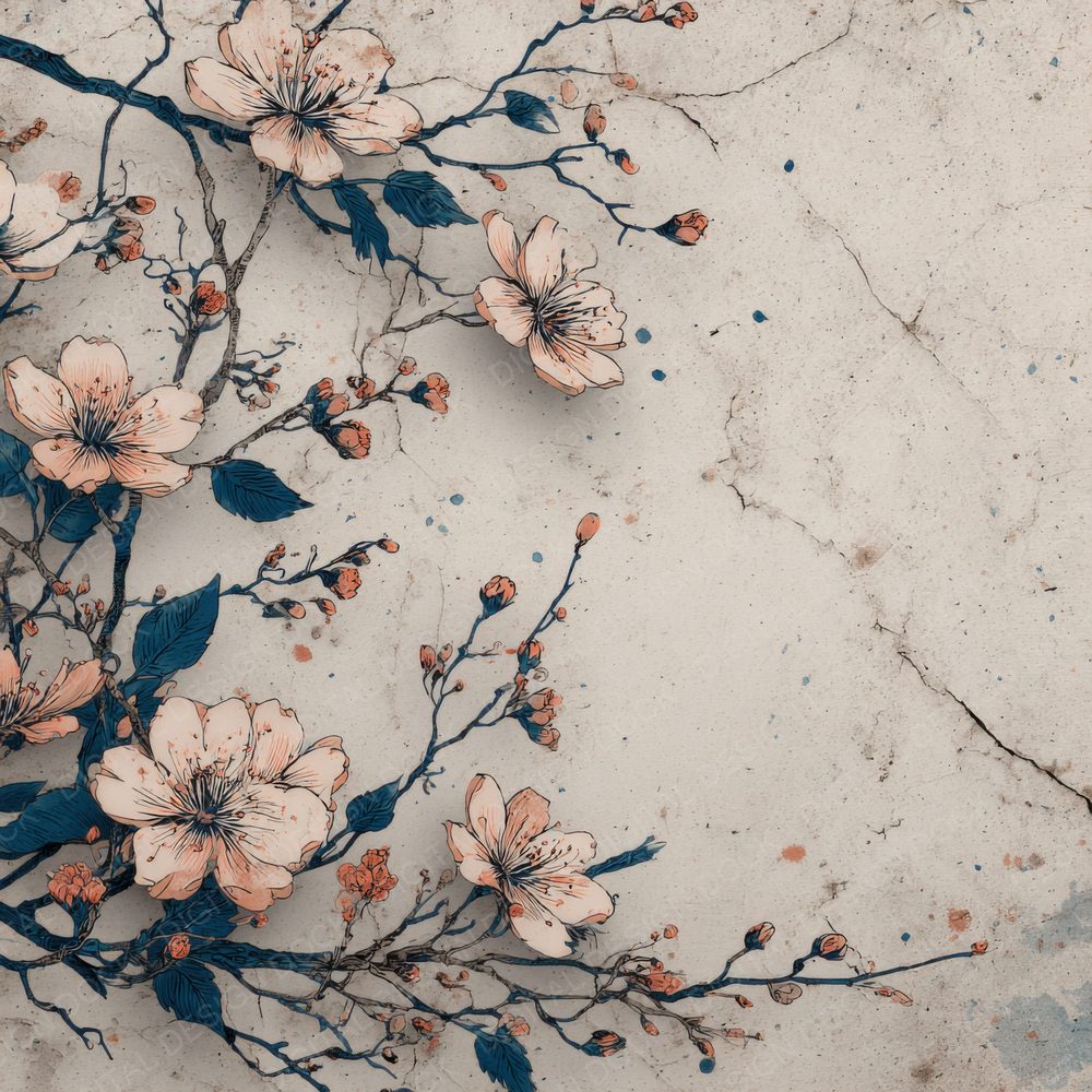 Fading Floral Ink Outline Background Digital Paper Pack (DDD000209)