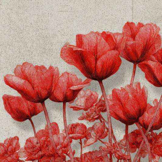 Red Tulip Ink Sketch Background Digital Paper Pack (DDD000217)