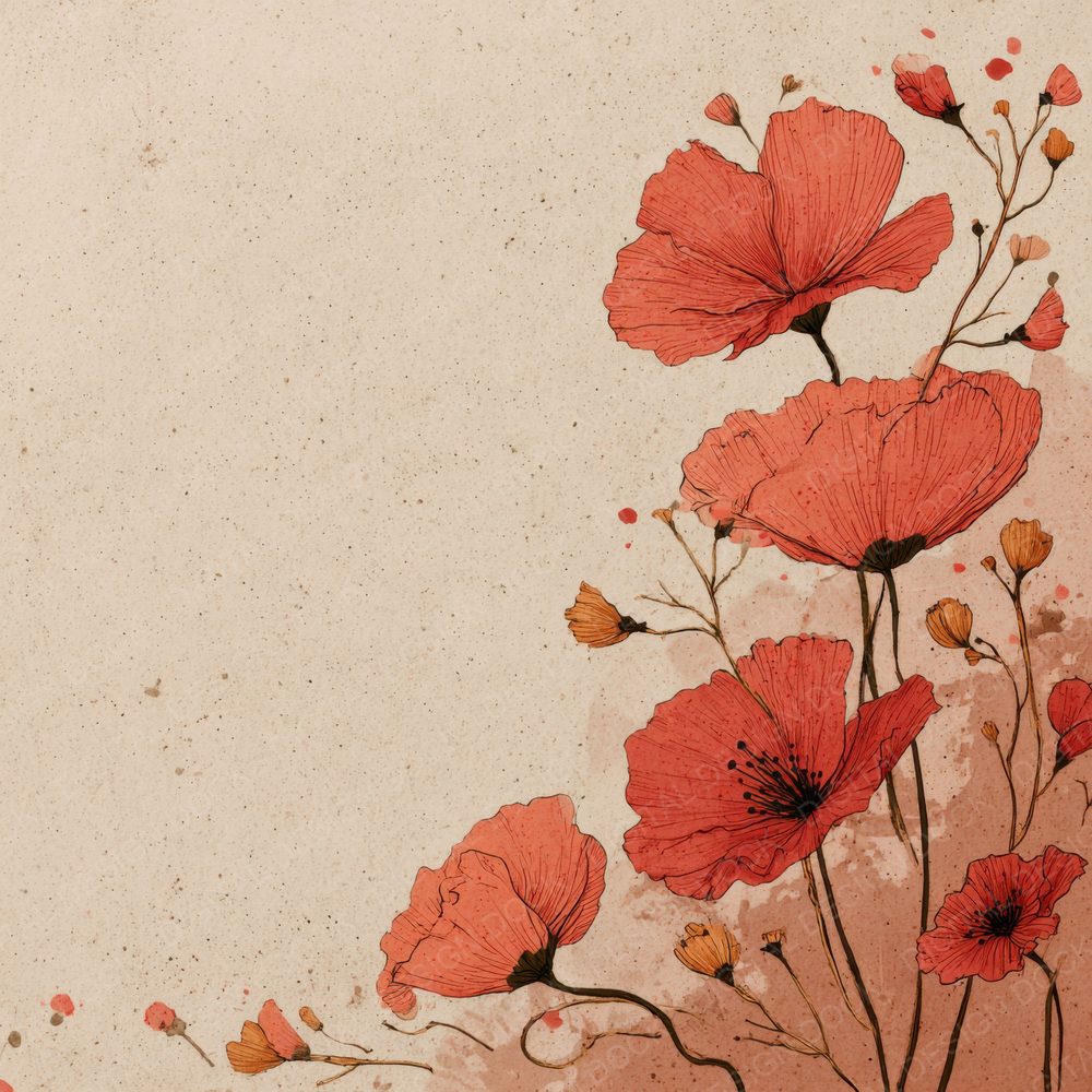 Terracotta Floral Outline Background Digital Paper Pack (DDD000219)