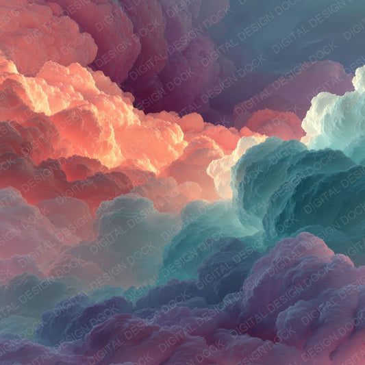 Colour Shift Script Cloud Background Digital Paper Pack (DDD000223)