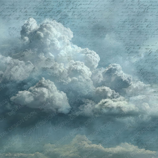 Rain Mist Script Cloud Background Digital Paper Pack (DDD000233)