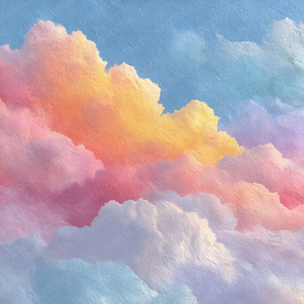 Soft Morning Script Cloud Background Digital Paper Pack (DDD000235)