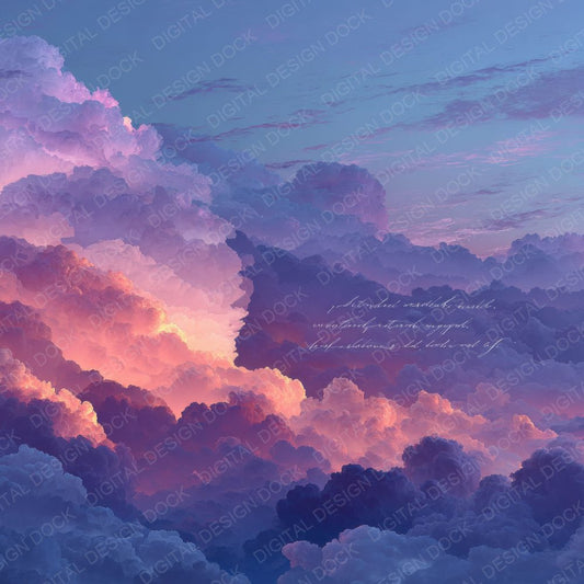 Twilight Gradient Script Cloud Background Digital Paper Pack (DDD000237)