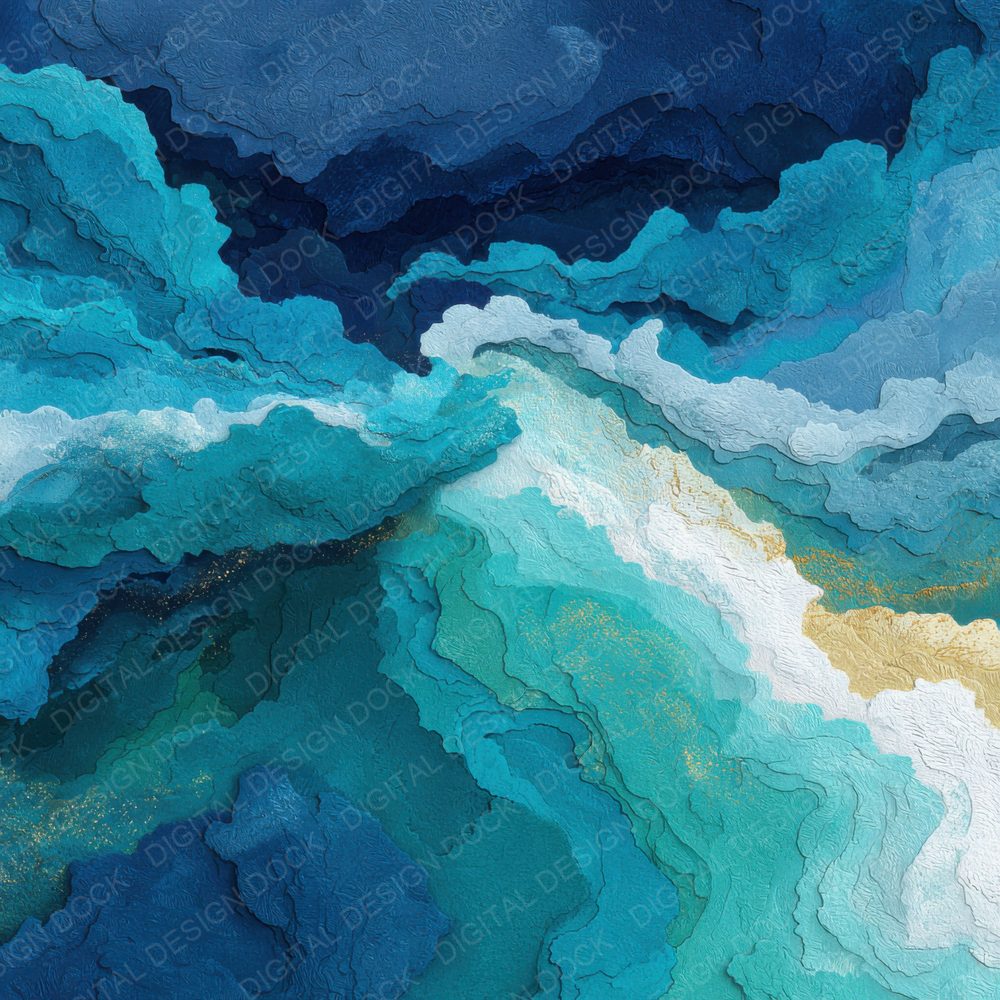 Blue Abstract Script Cloud Background Digital Paper Pack (DDD000243)