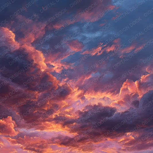 Dramatic Evening Sunset Background Digital Paper Pack (DDD000246)
