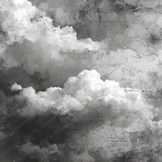 Graphite Sky Script Cloud Background Digital Paper Pack (DDD000249)
