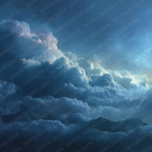 Midnight Script Cloud Background Digital Paper Pack (DDD000253)