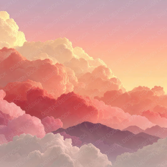 Sunrise Script Cloud Background Digital Paper Pack (DDD000259)
