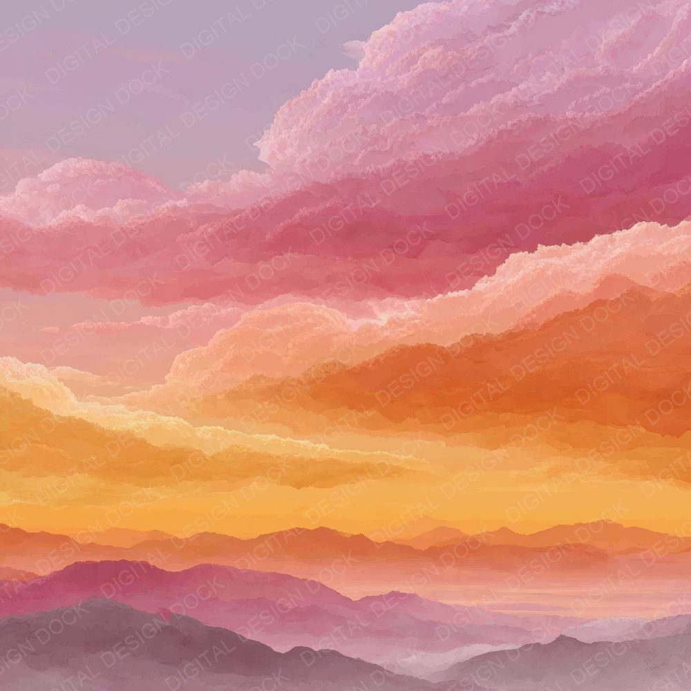 Sunrise Script Cloud Background Digital Paper Pack (DDD000259)