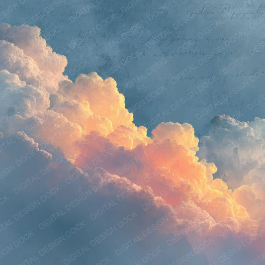 Luminous Evening Script Cloud Background Digital Paper Pack (DDD000270)