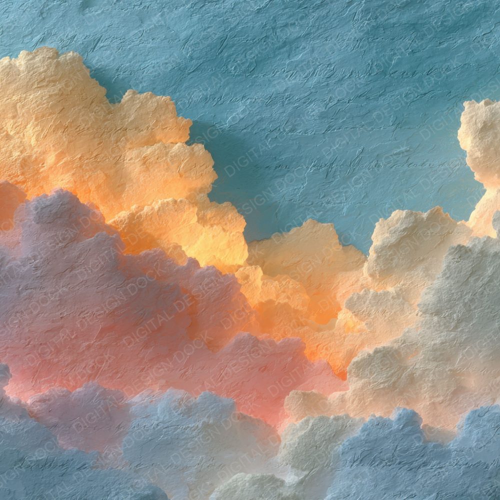 Luminous Evening Script Cloud Background Digital Paper Pack (DDD000270)