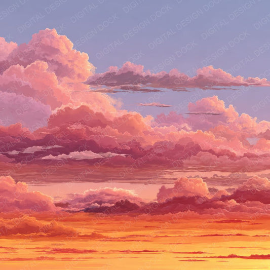 Warm Horizon Sunset Background Digital Paper Pack (DDD000280)
