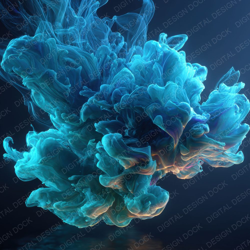 Neon Blue Ink Water Background Digital Paper Pack (DDD000307)