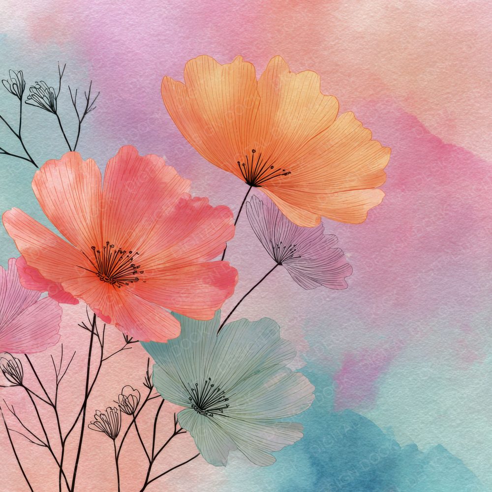 Soft Hidden Floral Wash Background Digital Paper Pack (DDD000316)