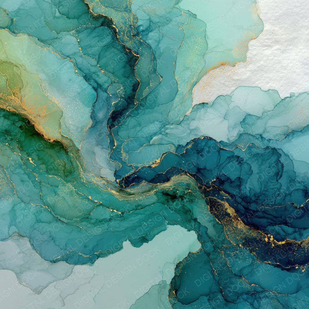 Teal Alcohol Ink Background Digital Paper Pack (DDD000319)