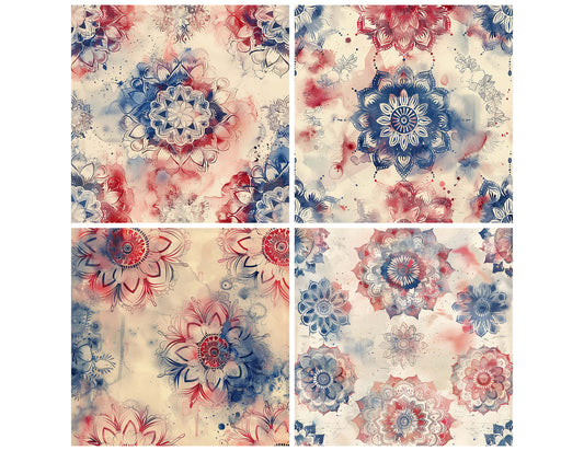 Boho Mandala Vintage pack layout with layered textures and colour variations