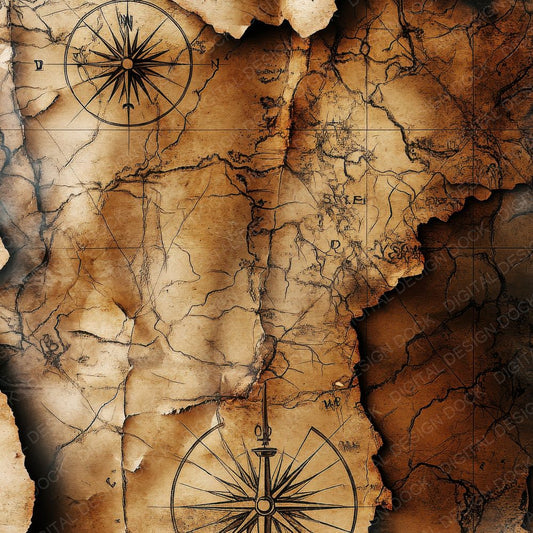 Aged Map Scraps Digital Paper Pack (DDD000341)