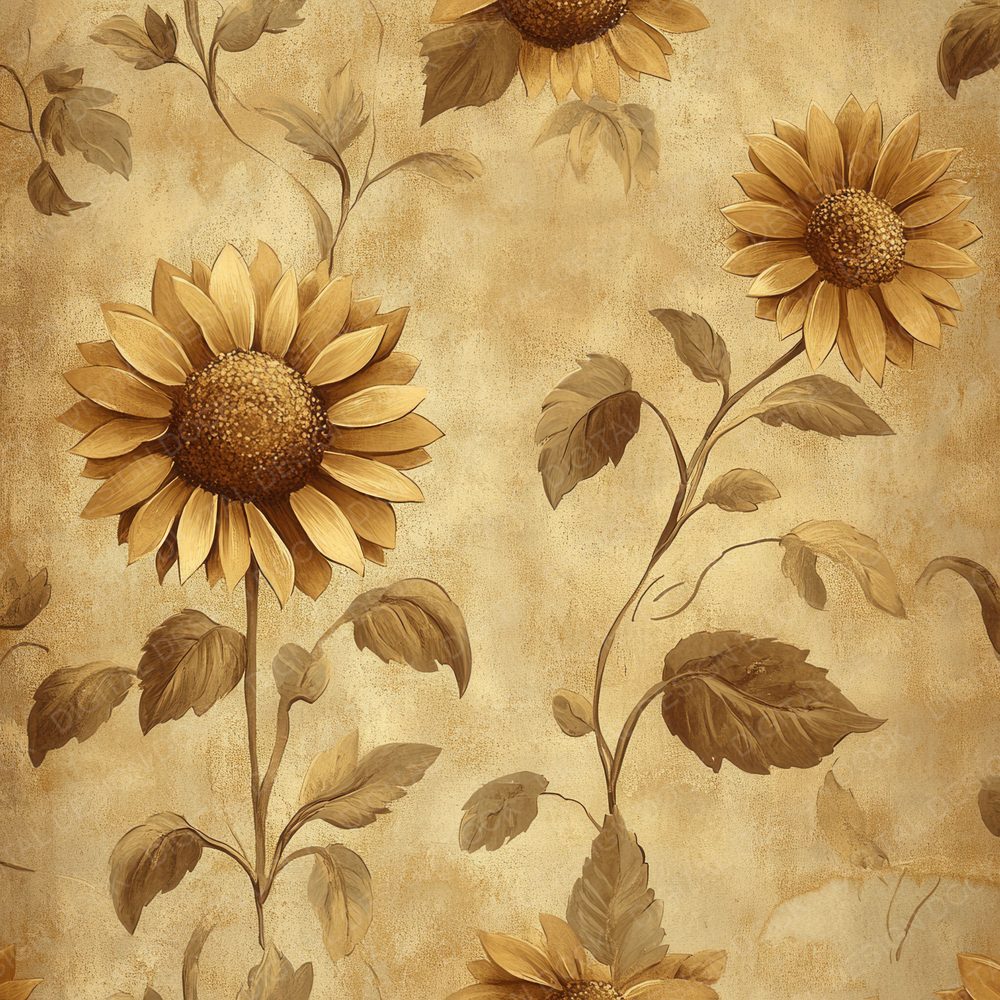 Aged Sunflower Print Digital Paper Pack (DDD000342)