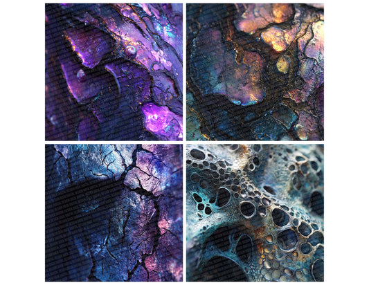 Preview layout showing Alien Skin Texture papers arranged as background pages for junk journals and mixed media crafts