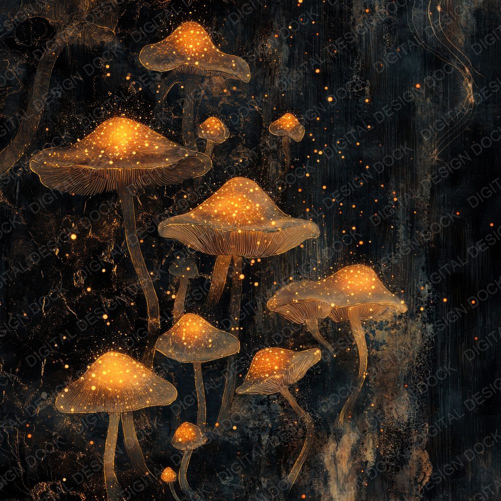 Bioluminescent Fungi Digital Paper Pack (DDD000371)