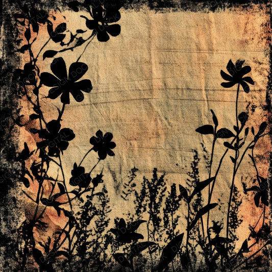 Black Floral Silhouettes Digital Paper Pack (DDD000378)