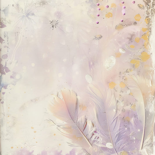 Boho Rainbow Pastel Feathers Digital Paper Pack (DDD000386)