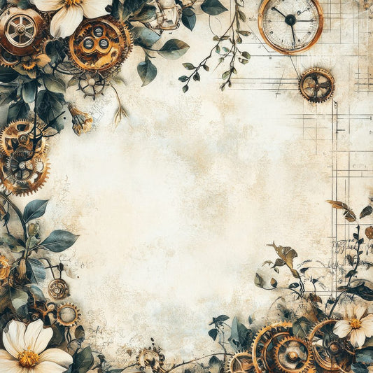 Botanical Steampunk Digital Paper Pack (DDD000390)
