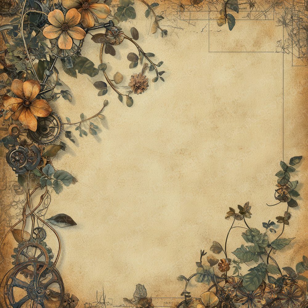 Botanical Steampunk Digital Paper Pack (DDD000390)