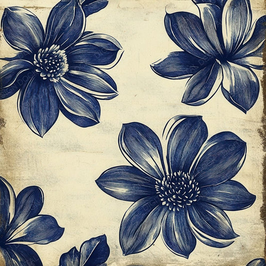 Cobalt Ivory Woodblock Digital Paper Pack (DDD000413)