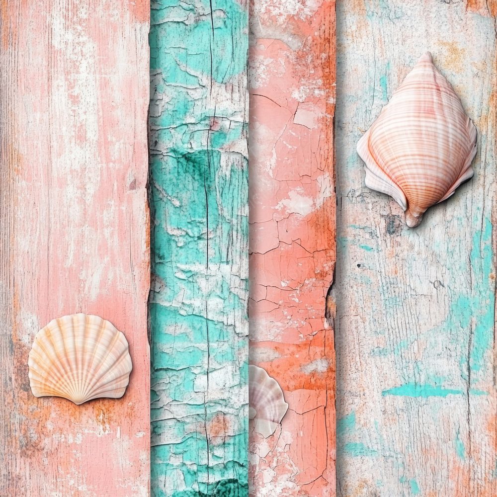 Coral and Peach Seashells Digital Paper Pack (DDD000417)