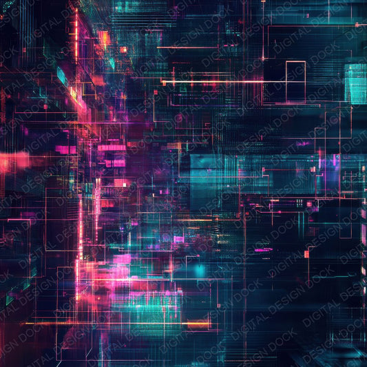 Cyber Glitch Grid Digital Paper Pack (DDD000444)