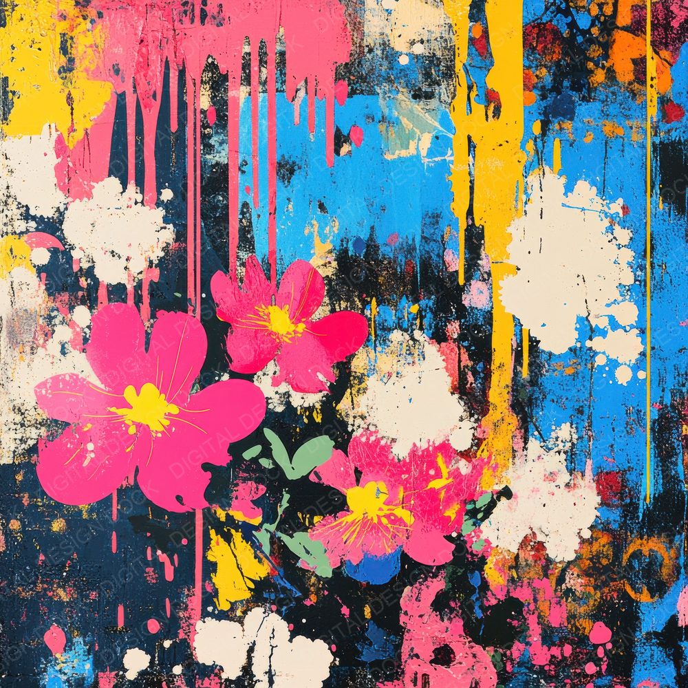 Dripping Neon Florals Digital Paper Pack (DDD000471)