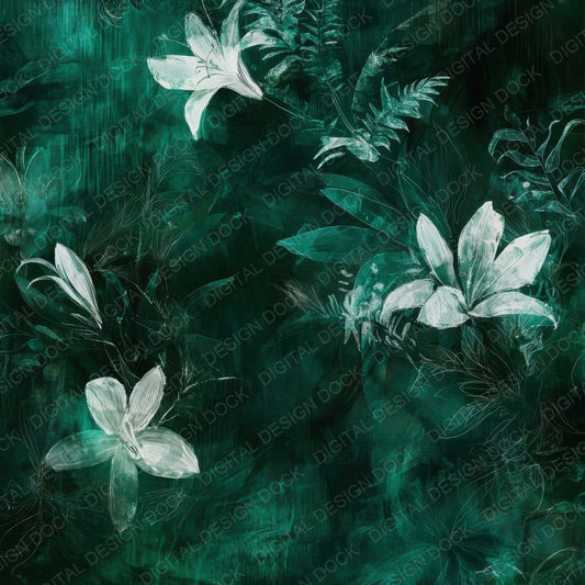 Emerald Distorted Blooms Digital Paper Pack (DDD000483)