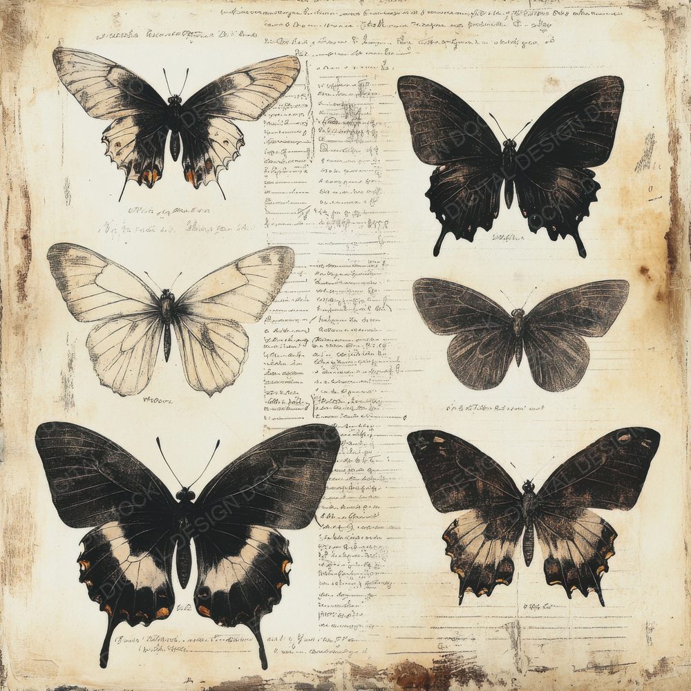 Faded Butterfly Study Digital Paper Pack (DDD000494)