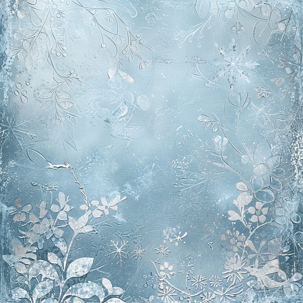 Frosty Icy Snowflake Floral Background Digital Paper Pack (DDD000523)