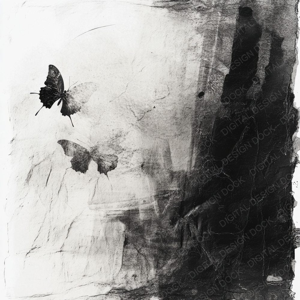 Ghost Butterfly Ink Wings Background Digital Paper Pack (DDD000529)